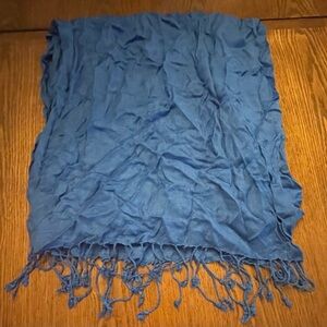 Blue Fringed Scarf